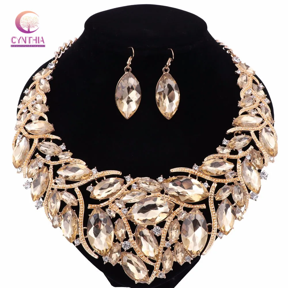6 colors fashion Women jewelry sets Trendy necklace with boho earrings statement necklace for party wedding Direct Selling