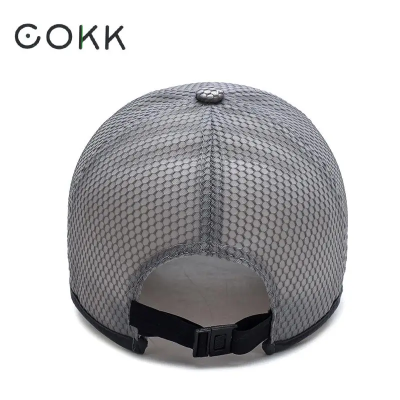 COKK Men's Baseball Cap Summer Mesh Caps Snapback Hats For Men Long Brim Sun Hat Breathable Long Brim Outdoor Sport Cap Male