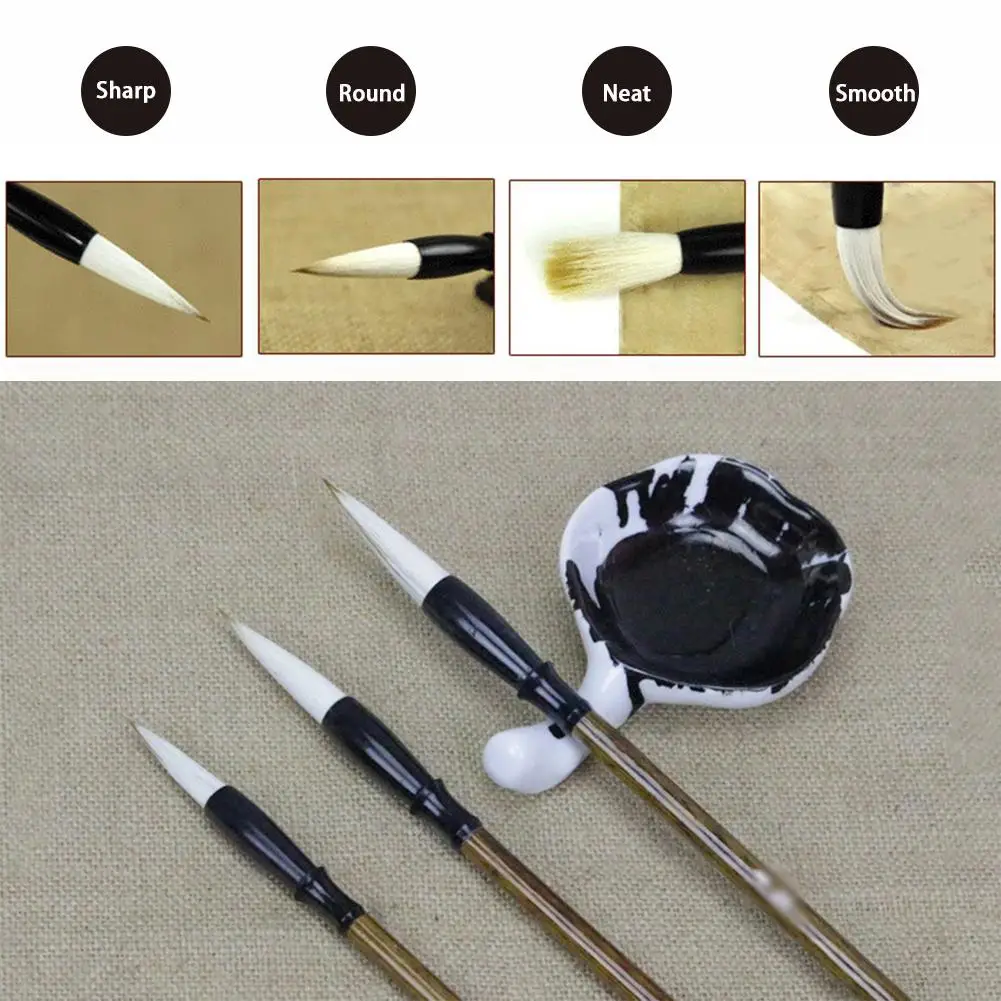 3PCS ไม้แปรงสีน้ำจีนชุดแปรงวาดภาพวาดแปรงสำหรับนักเรียน