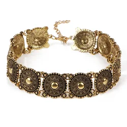 Hot Boho Gypsy Collar Choker Necklace Jewelry for Women Vintage Ethnic Bohemia Silver Plated Alloy Statement Necklaces Bead Neck