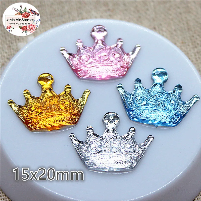 100pcs Crown style Acrylic rhinestones baby shower decoration Charm 15x20mm