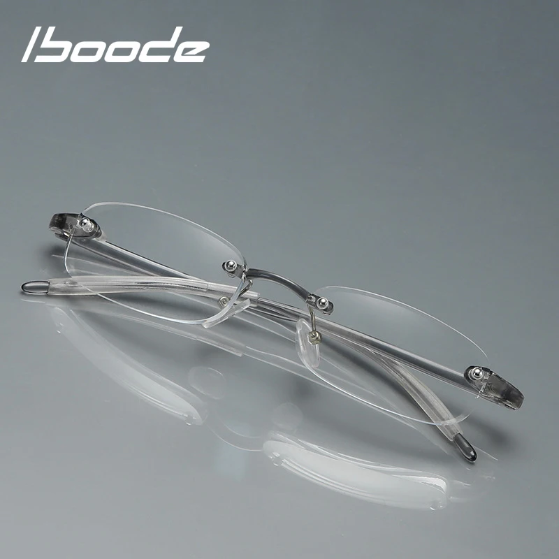 

iboode Urltra-light Rimless Diamond Cutting Reading Glasses Men Women New TR90 Presbyopia Presbyopic Eyeglasses +1.0 1.5 2.0 2.5