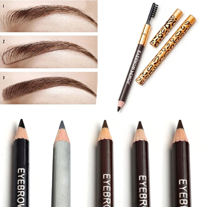 6 stücke Auge Stirn Bleistift Pinsel + 4 Augenbraue Gestaltung Schablone Salon Kit Make-Up-Tools augenbraue enhancer Langlebige make-up bleistift kit