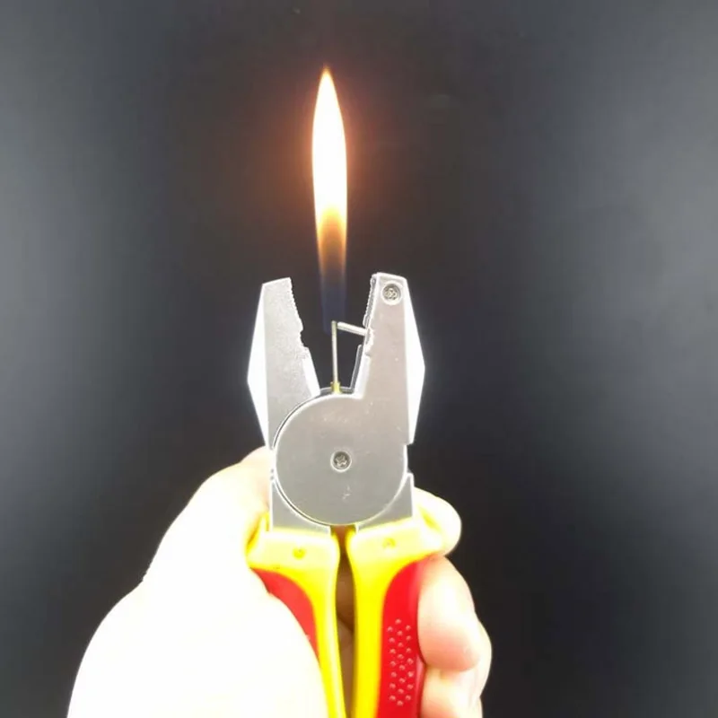 Portable Creative Pliers Lighters Cigarette Fire Mini Vice Cigar Lighters Butane Gas Ornaments Toy Match Smoker G