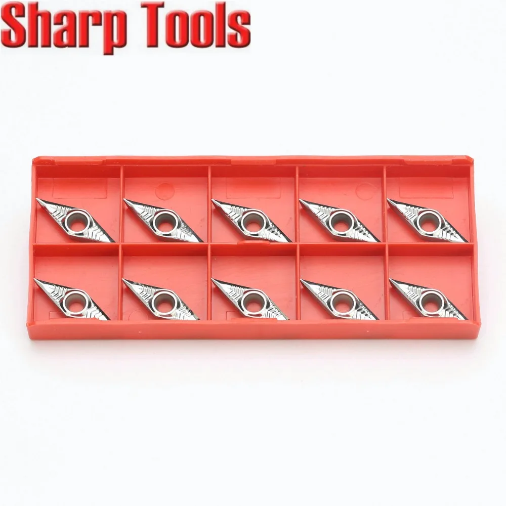 10pcs VCGT160402 Solid Carbide Inserts Lathe Cutter Milling Tools for Aluminium Turning CNC Router Bit Lathe Cutting Tools Blade