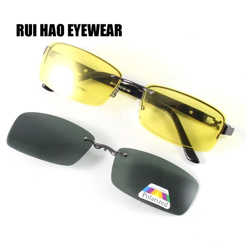 Large Eyeglasses Frame Magnetic Clip on Sunglasses Optical Spectacles Men Prescription Glasses Frames Yellow Sunglasses Clip