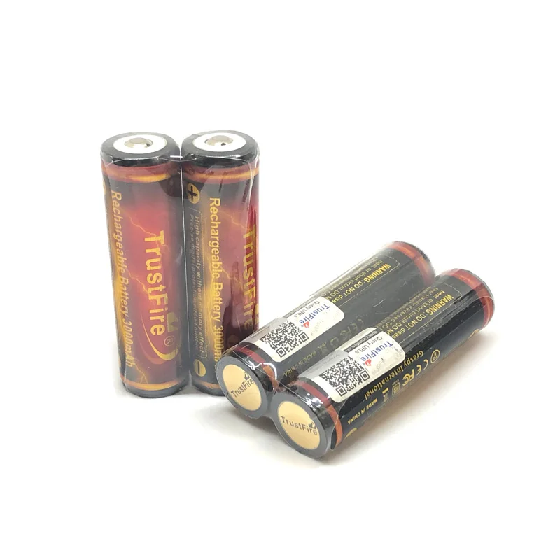 Wholesale 100pcs/lot TrustFire 18650 Golden Protected Battery 3.7V 3000mAh Rechargeable Lithium Batteries Cell For Flashlights