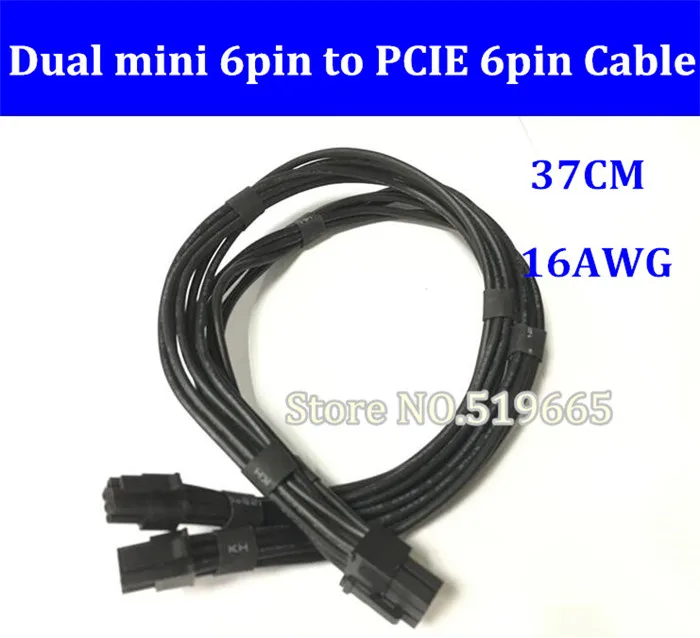 

Dual Mini 6Pin to PCI-E pcie GPU 6-Pin PCI Express Power Cable for MacPro MA970 A1186 Graphic Video Card Black 16AWG 37CM