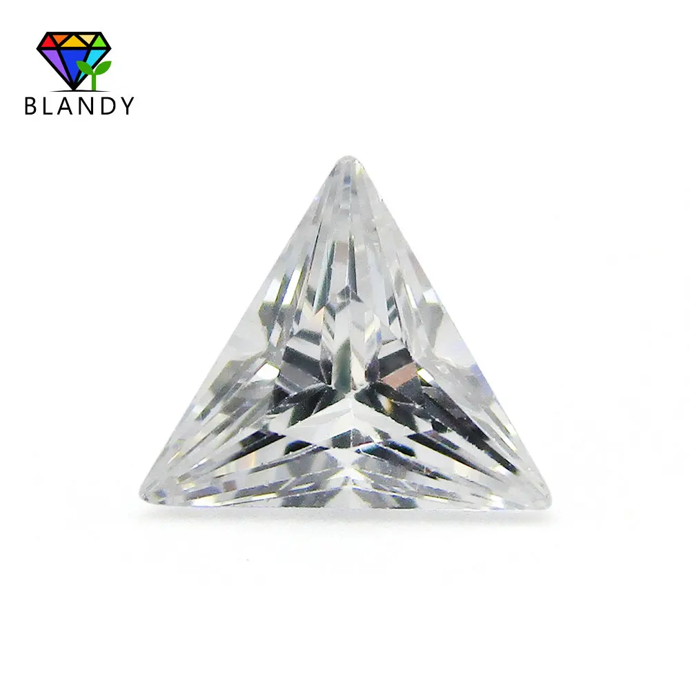 Free Shipping 3*3mm~10*10mm Triangle Shape White Cubic Zirconia Stone 5A Quality Machine Cut Loose CZ Synthetic Gems For Jewelry