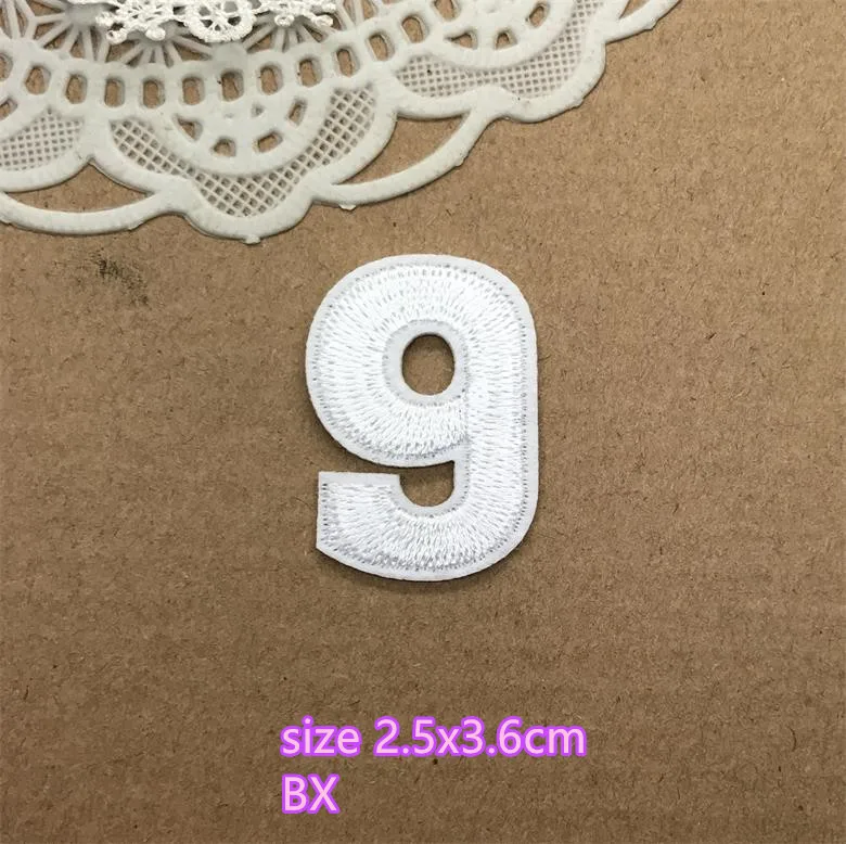 1 pcs white Numbers embroidered iron on patches cloth accessories popular clothing bag hat shoe decor Patches BX Appliques