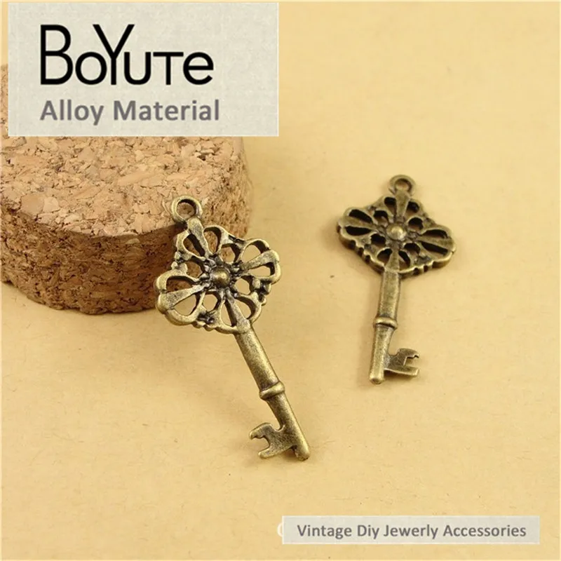 BoYuTe (60 Pieces/Lot) 40*19MM Vintage Style Antique Bronze Plated Zinc Alloy Key Pendant Diy Jewelry Findings Accessories