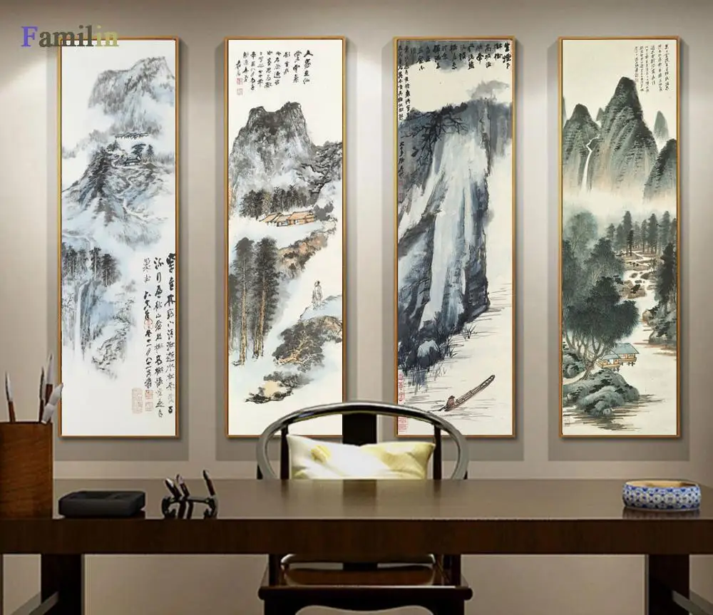 

Affiche Vintage Canvas Painting Zhang Daqian Wall Art Picture for Living Room Posters and Prints Home Decoration