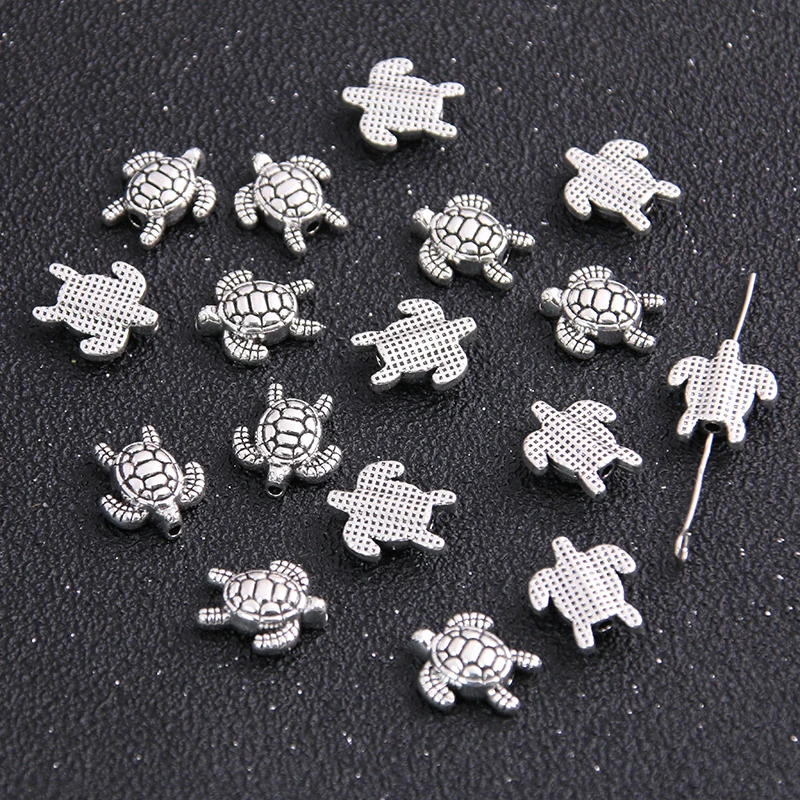 10pcs 12*13mm Two Color Tortoise Turtle Spacer Charms For Diy Beaded Bracelets Jewelry Handmade Making