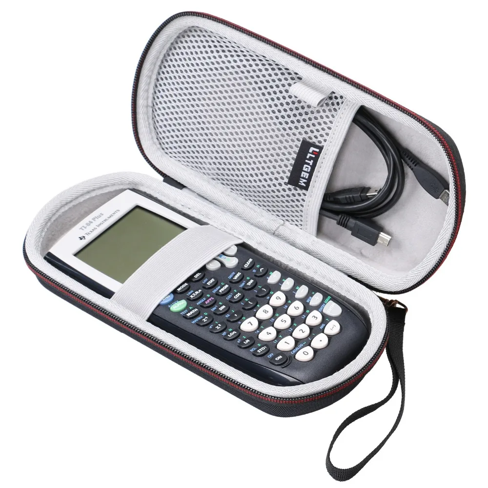 LTGEM Case for Texas Instruments TI-84, 89/83 / Plus/CE Graphics Calculator-Includes Mesh Pocket.(Hard and Black)