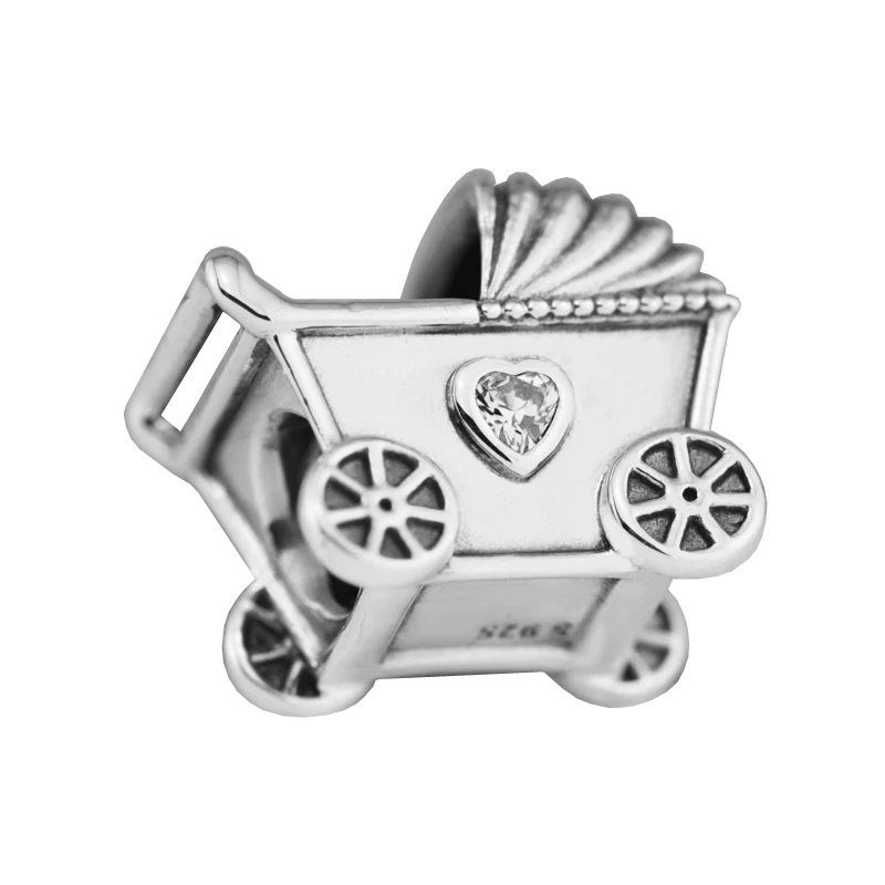 

Baby's Pram Clear CZ Charms Fits Silver Charms Bracelets for Women Jewelry DIY Making 925 Sterling Silver Jewelry Wholesale