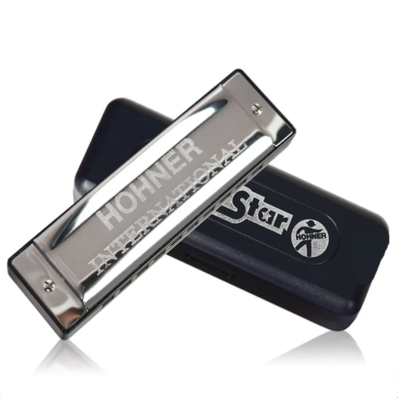 International Hohner Harmonica Silver Star 10 Holes Gaita Diatonic key C Blues Jazz band mouth organ Instrumentos musicais harp