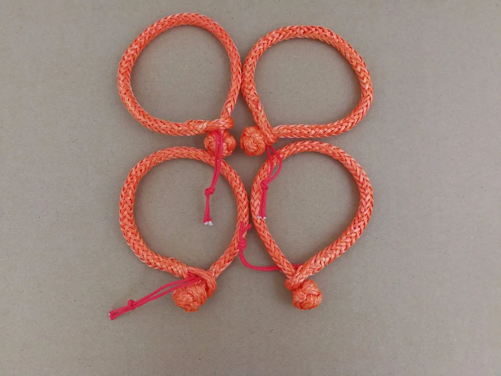 4pcs 4mm*90mm Orange Soft Shackles,UHMWPE Shackle for Yacht,Sailing Rope Shackle