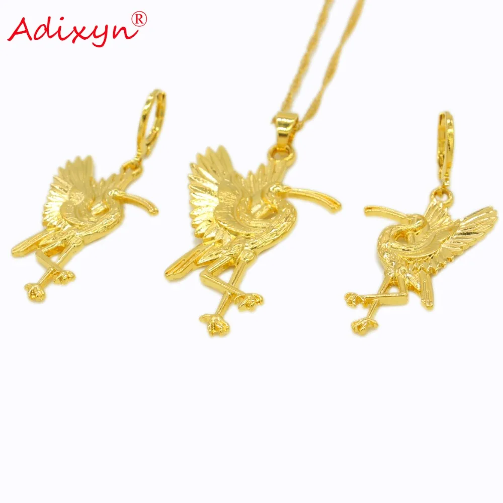 Adixyn PNG Happy Bird Pendant/Necklace/Earrings Gold Color for Women Trinidad and Tobago Style N12113