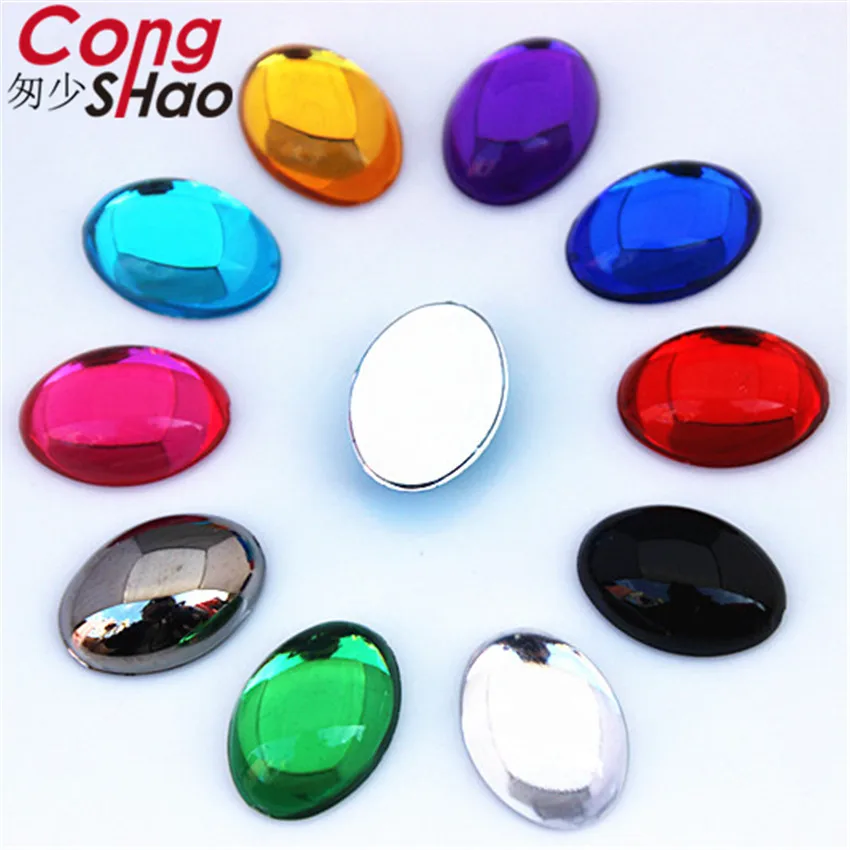 Cong Shao 30 sztuk 13*18mm kolorowe akrylowe Rhinestone FlatBack gładka powierzchnia owalne kamienie i kryształy odzież akcesoria ZZ725