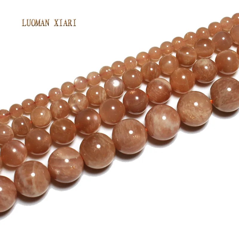 LUOMAN XIARI Natural AAA+ Round  Sunstone Stone Bead For Jewelry Making DIY Bracelet Necklace  Material 4/6/8/10mm Strand 15\'\'