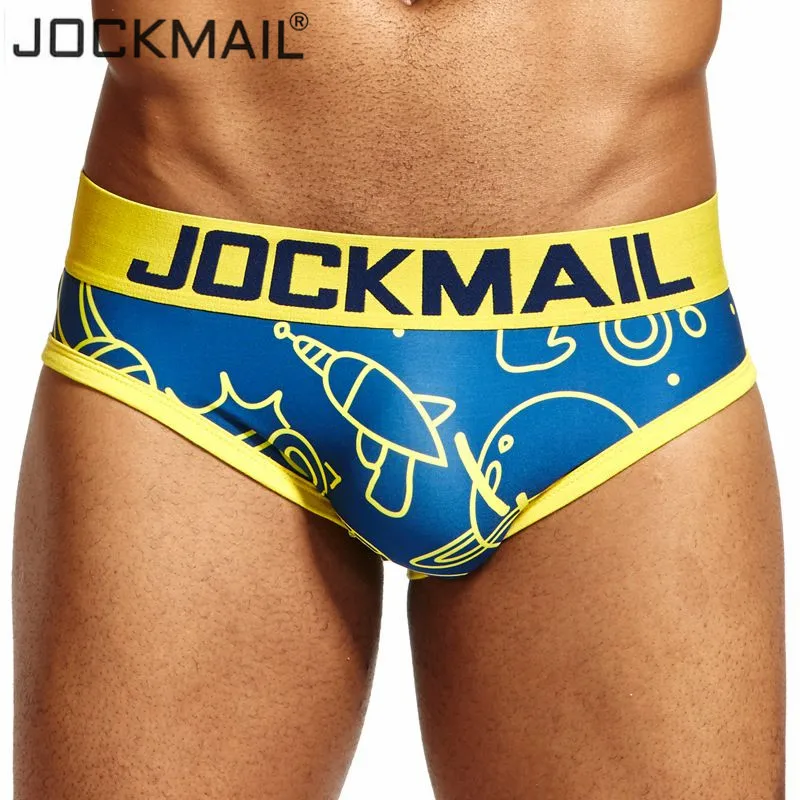 JOCKMAIL Brand Sexy Mens Underwear briefs Cuecas ufo Cartoon printed Gay Underwear calzoncillos hombre slips Male Panties hot