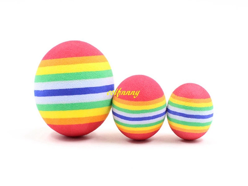 

200pcs/lot Fast shipping 3.5cm Colorful Pet Cat Soft Foam ball 4.3cm 6.3cm Dog Rainbow Play Balls Activity Toys