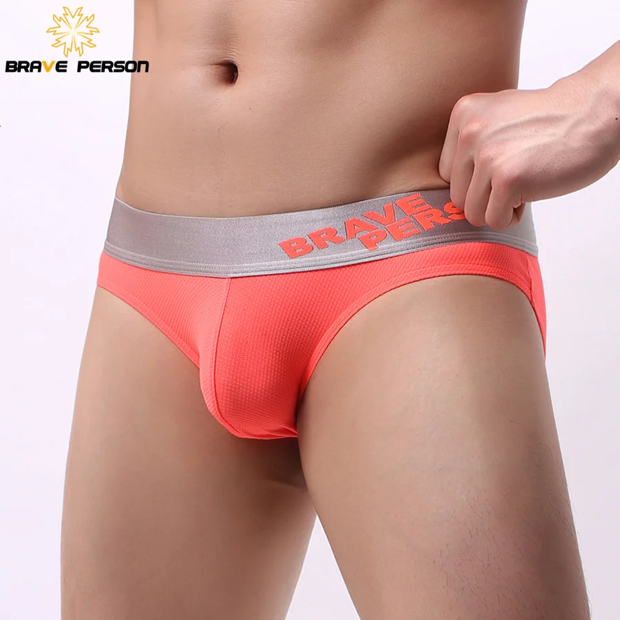 BRAVE PERSON Men\'s Underwear Nylon Mesh Breathable Solid Color Men Briefs Low waist Sexy Underwear Briefs For Man