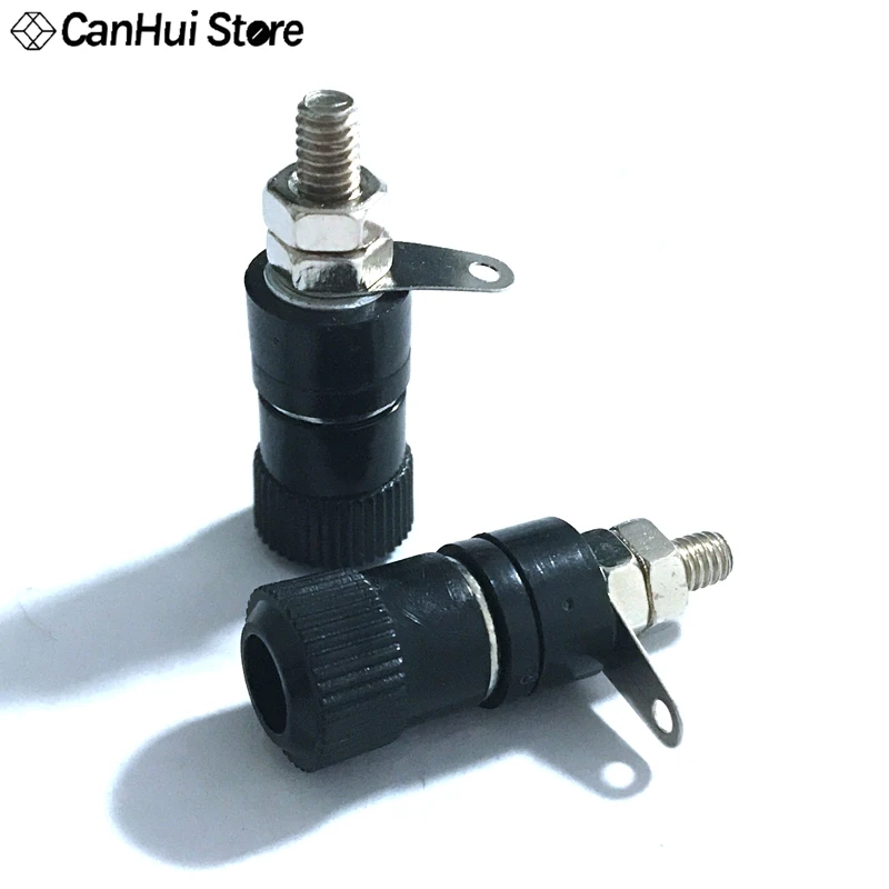 10ps 4mm Banana Socket Nickel Plated Binding Post Nut Banana Plug Jack Connector Red + Black  JS-910B Terminal JS919 Opening 8mm