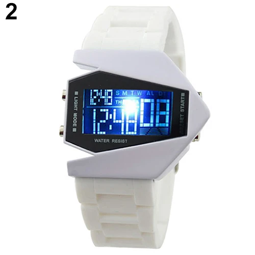 Cool Men\'s Oversized Design Light Digital Sports Plan Shaped Dial Electronics Wrist Watch