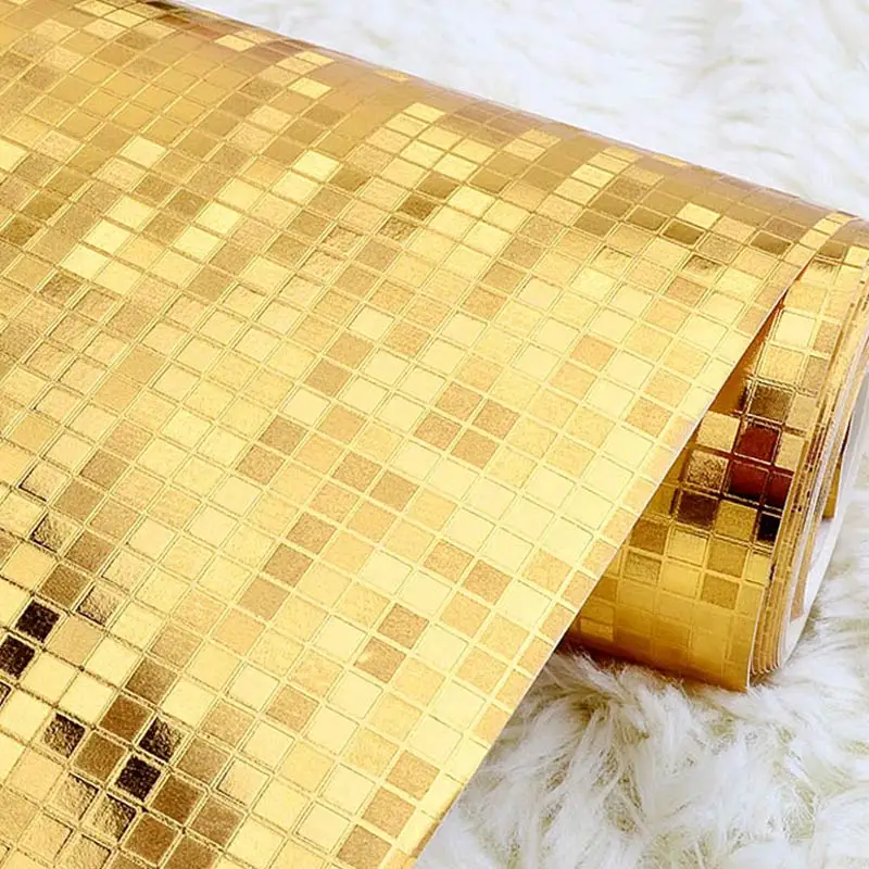 Luxury Glitter Mosaic Wallpaper Background Wall Wallpaper Gold Foil Wallpaper Silver Ceiling Wall covering Papel De Parede 3D