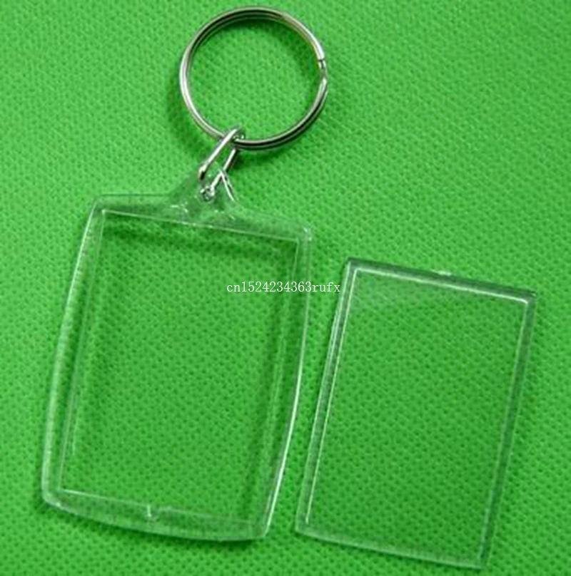 

300pcs Transparent Blank Acrylic Insert Photo Picture Frame Keychain DIY Key Chain Keyring Wedding Gifts Party Giveaways