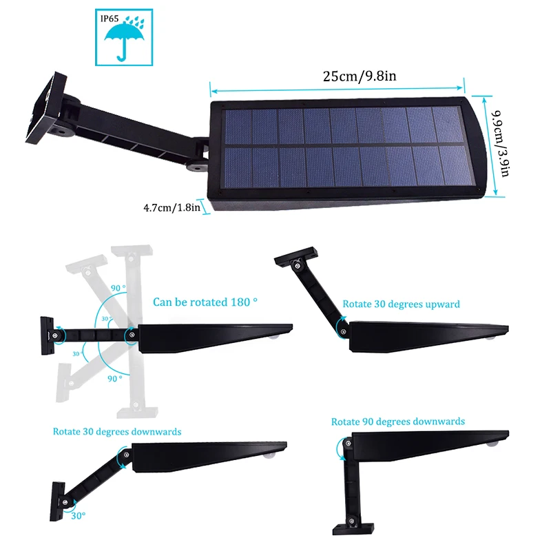 900lm Led Solar Light Outdoor Waterproof Lighting For Garden Wall 48 leds Four Modes Rotable Pole Solar Lamp Newest
