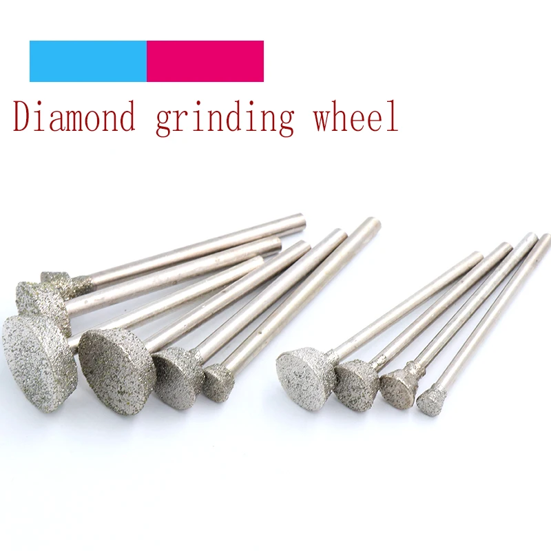 6/10pcs 1-16mm Diamond Grinding Head Burrs Grind Inverted Trapezoid Stone Jade Engraving Carving Peeled Rotary Tools E Needle DT