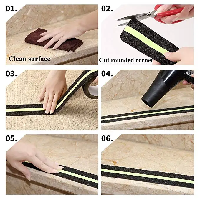 Non Slip Safety Grip Tape Strong Adhesive Safety Traction Tape PVC Warning Tape Stairs Floor Anti-slip Indoor/Outdoor Stickers