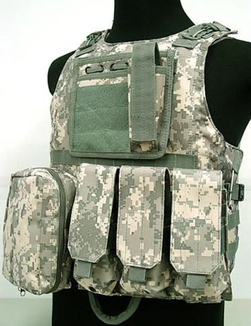 

USMC Tactical Military Airsoft Molle Combat Assault Plate Carrier Vest ACU-MH031