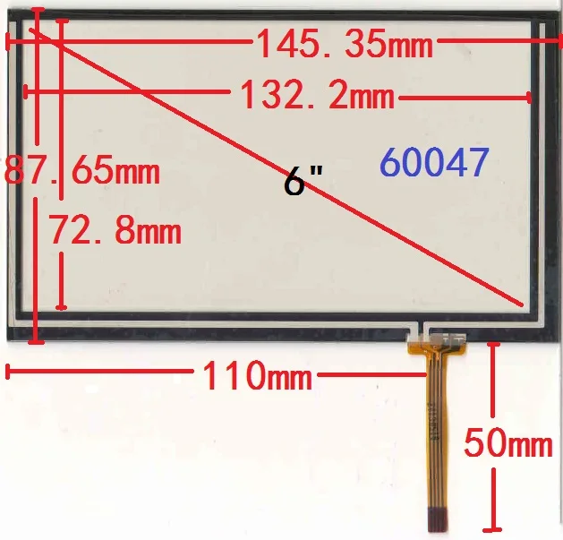 Tianma-60S-060047 6 Inch Touch Screen 145*88 cable car GPS touch screen