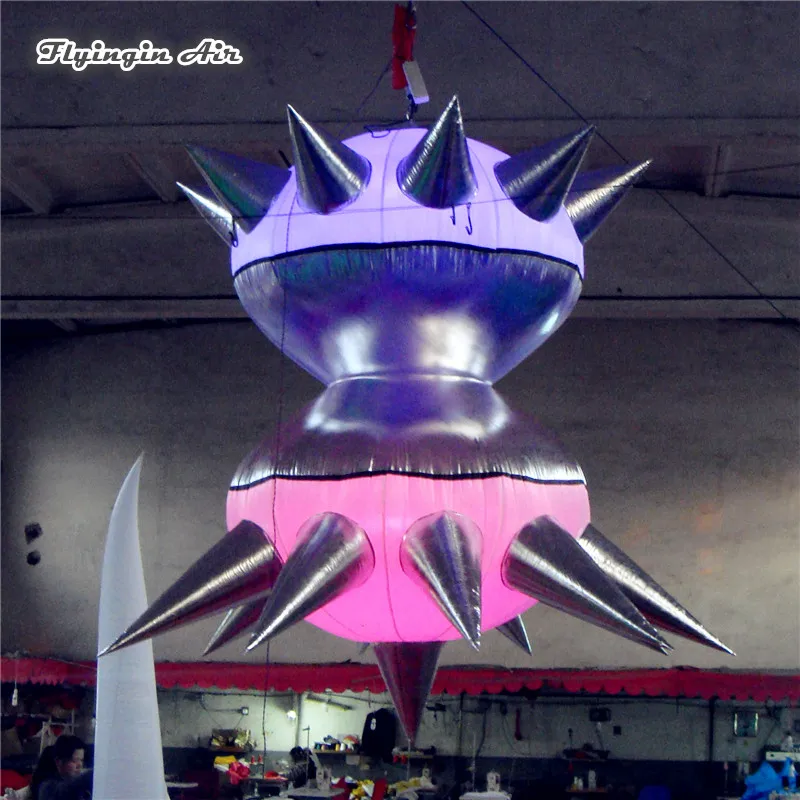 

Personalized Hanging Lighting Party Inflatable Balloon 2m Height Customized Multicolor UFO Blow Up Spaceship For Concert