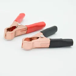 2Pcs 50A Red + Black 80mm Crocodile Car  Van Battery Test Lead Clips Alligator Clips Electrical Jumper Wire Cable Clamp