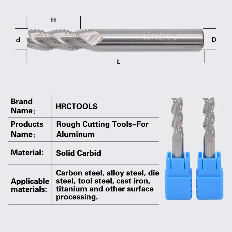 HRC55 Solid Carbide Roughing Endmill Spiral Cutting Tools 3 Flutes CNC Router Bits Wave Edge for Aluminum 1pcs