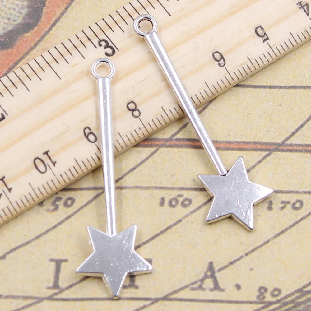 10pcs Charms Magic Wand 48x14mm Tibetan Bronze Silver Color Pendants Antique Jewelry Making DIY Handmade Craft