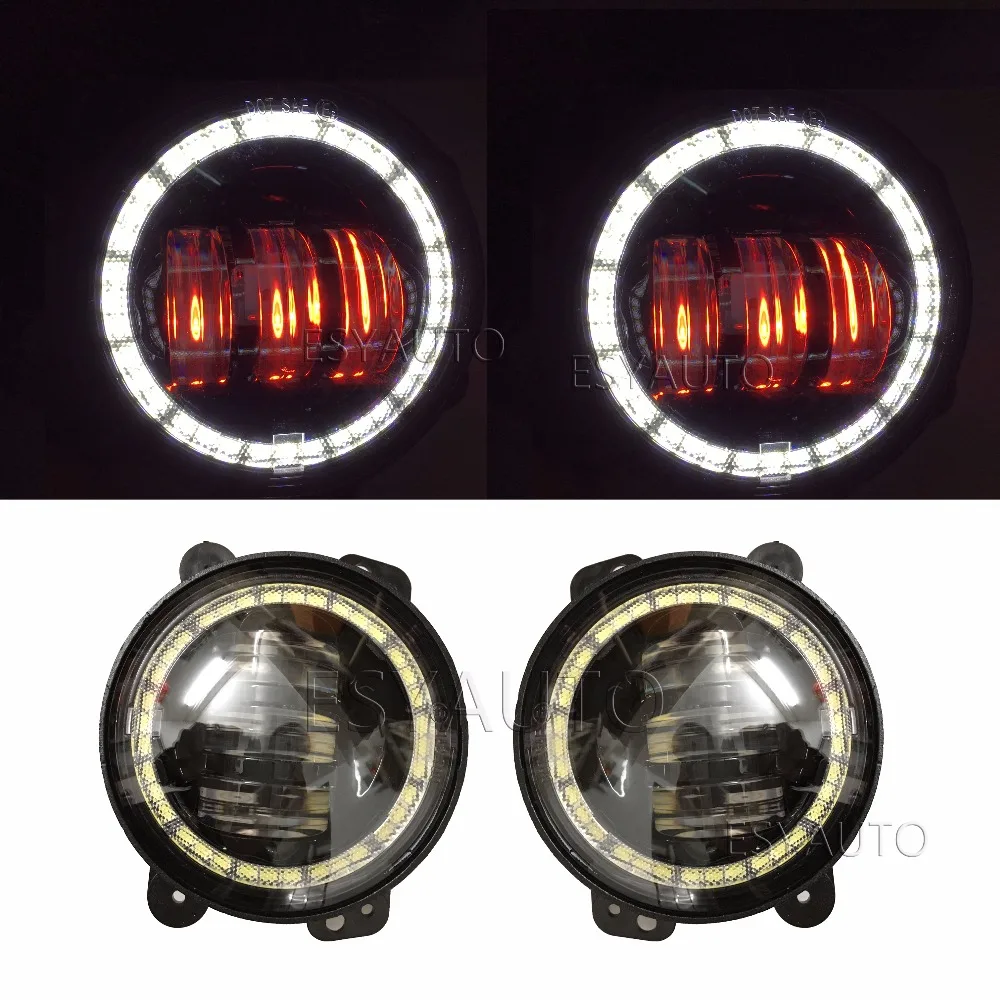 Promotion ! New1 Set 30W 4'' Round LED Fog Light white DRL and amber angel eye for jeep Wrangler JK