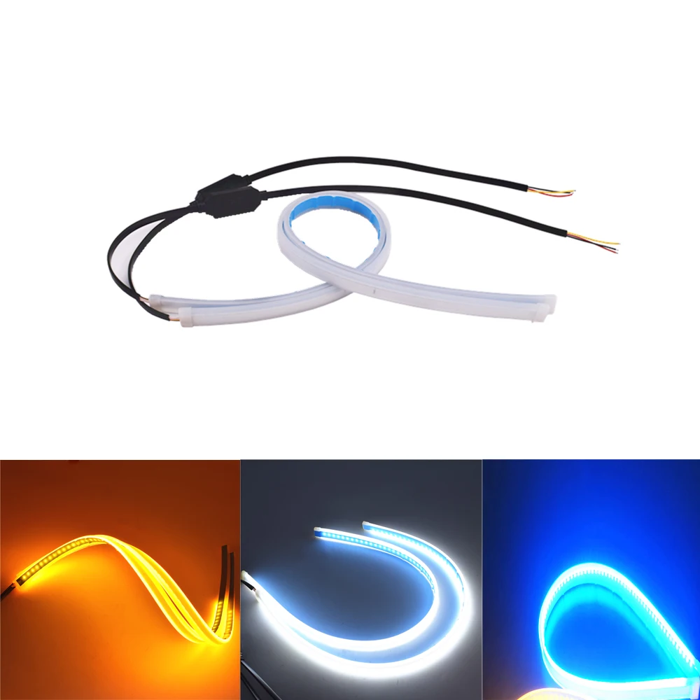 

2X 30CM 45CM 60CM Waterproof Flexible LED Tube Strip Daytime Running Lights Turn Signal Soft guide strip Car Styling LED Light