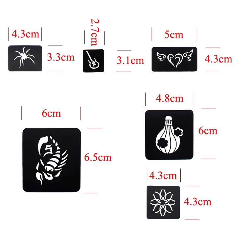 343pcs 12 Sheet Small Tattoo Stencils Reusable Body Art Tool Temporary Airbrush Tattoo Stencil Sticker Hand Painting for Party