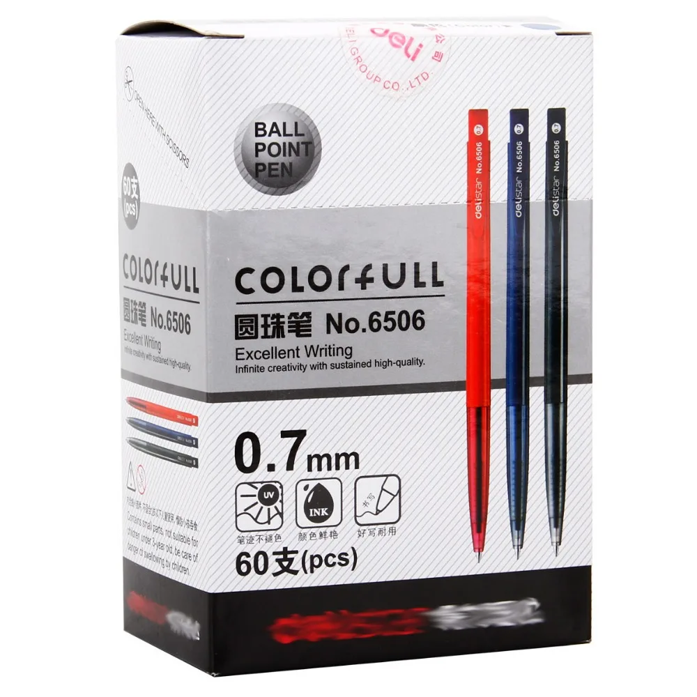 60 PC/Box 3-Color Economical Pressing Ballpoint Pen for School & Office, YZB00004