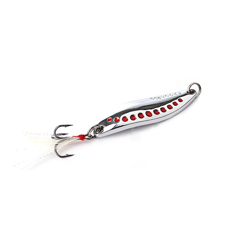 1pcs Metal Sliver 5g 7.5g 10g 15g 20g Spinners Spoon lure Fishing Lure Hard Bait Sequins with Feather Bass Treble Hook