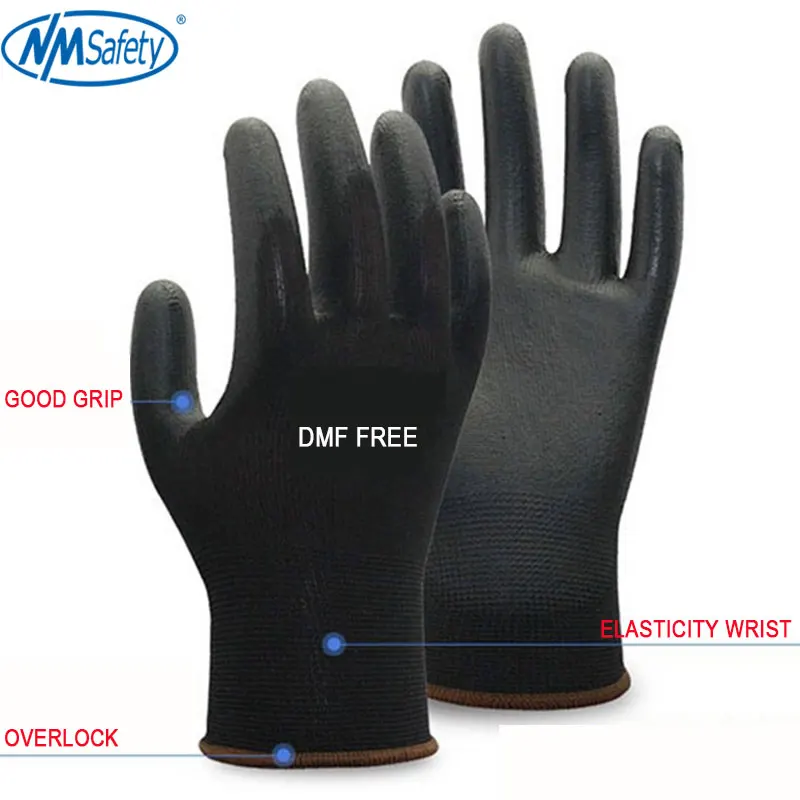 NMSAFETY Black nylon cotton working guantes men glove safety gloves protective luva