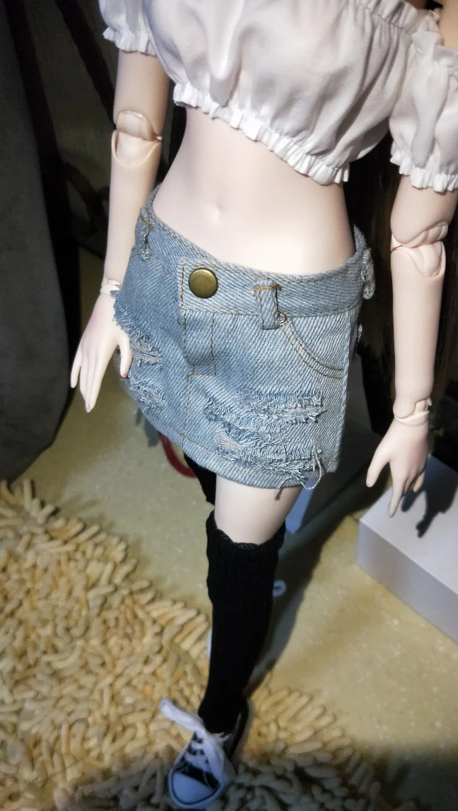 D01-P288 الأطفال اليدوية لعبة 1/3 1/4 العم ملابس دمى BJD/SD دمية الضوء الأزرق فرك ثقب أجاد الدنيم تنورة 1 قطعة