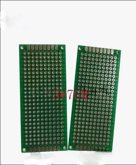 free shipping 100pc 3*7cm pcb 2 layer HASL1.6mm thick 2.54 pitch universal plate pcb double side pcb design