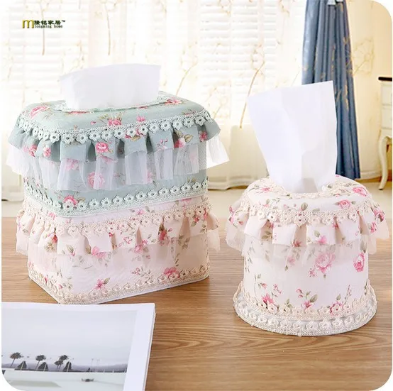 1PC European-style garden storage box lace romantic of household art car napkin paper tissue box sitting room cloth LF 001