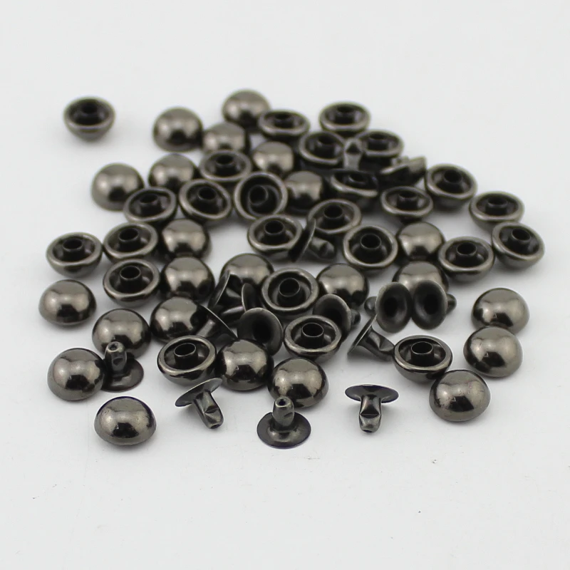 Wholesale 1000sets 5-10mm Metel-black Fashion Mushroom Spikes Punk Rock Round Rivet For Leather DIY crafts Wholesale With Mould